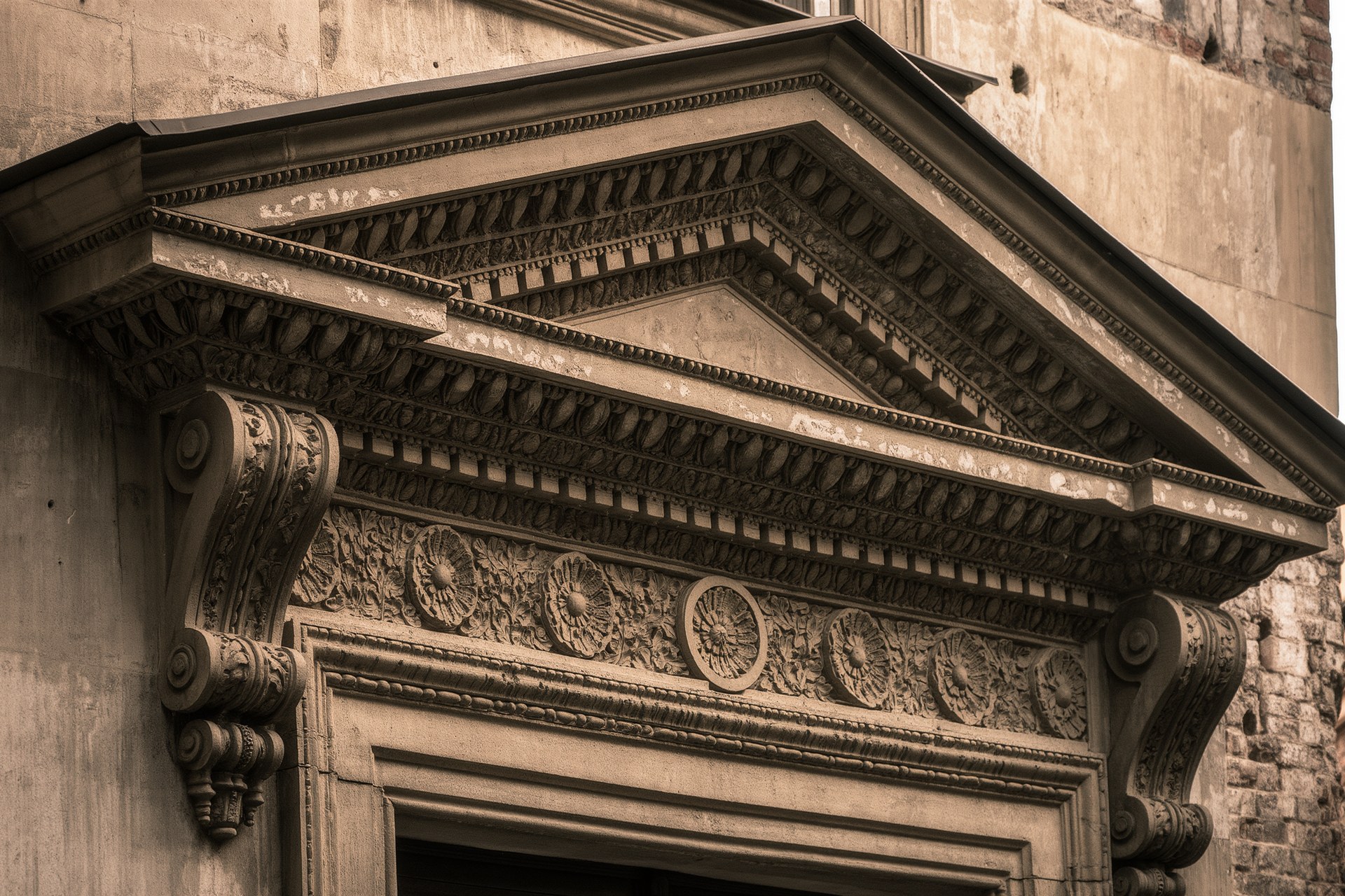 Antike Architekturdetails: Essen und Genießen